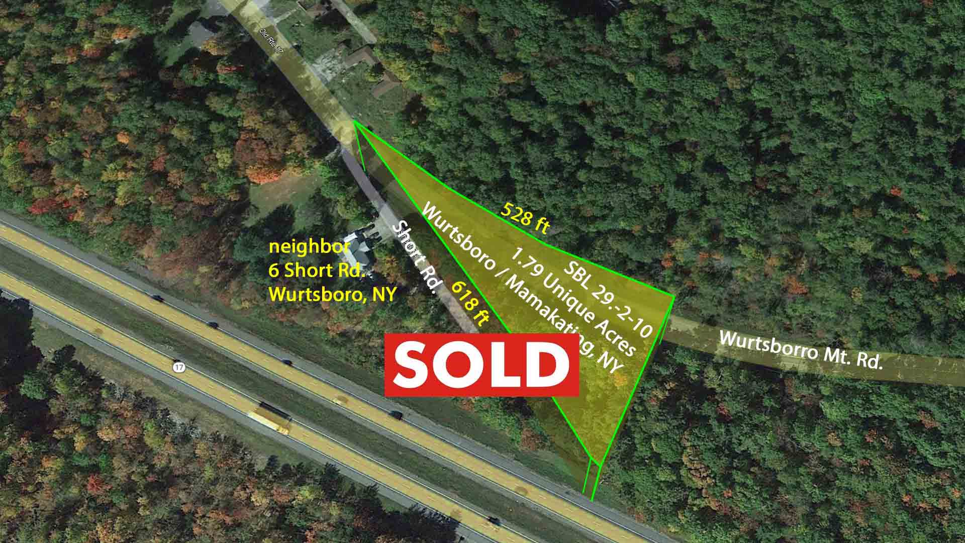 “The WESTSIDE” – 1.79 Unique Acres Wurtsboro, NY – 90 mins/NYC – Level/Wooded – Good rd frontage – Driveway & Electric – Only $19,900!